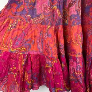 Skirt Paisley Pink Midi Knee Tiered Boho